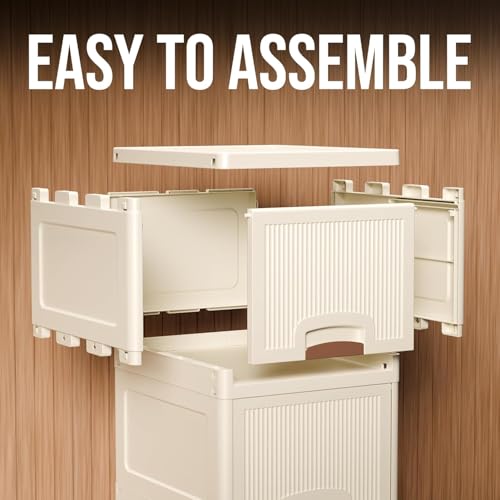 Image of 1 Layer Plastic Wardrobe for Clothes : Versatile Plastic Cupboard for Storage Organizer & Organisers Storage Box for Ideal for Neat and Tidy Storage Solutions Almirah for Clothes-White