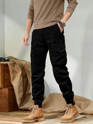 Image of Leriya Fashion Men's Cargo Pants with Pockets | Cotton Joggers for Men | 6 Pocket Jeans Pant | Casual Trousers for Men | Comfortable Casual Workwear Joggers