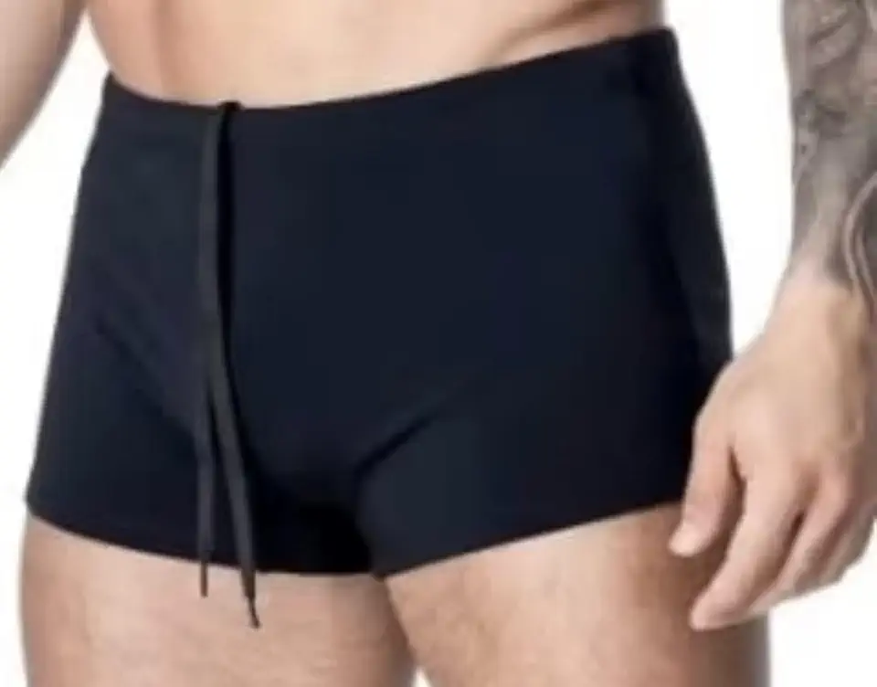 2 Sunga PRETA Boxer Masculina, Preto, Tecido Sintético com Elastano, Ajuste Clássico, Design Tradicional para Natação e Praia, Forro Interno em Malha