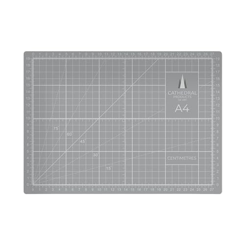 Cathedral Products A4 Double-Sided Self-Healing Cutting Mat | 3mm Thick | Metric and Imperial Grids | Grey