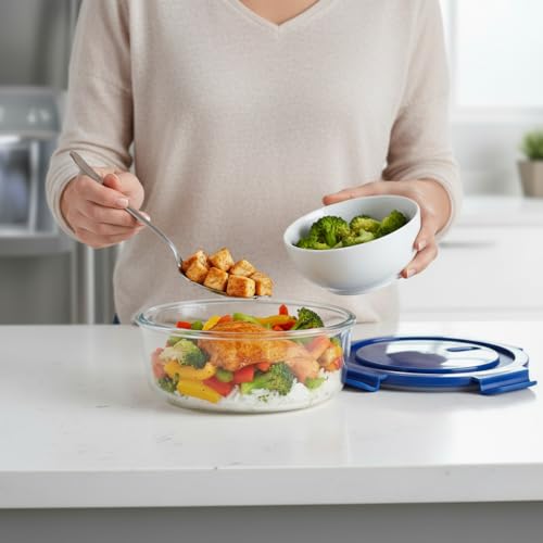 Image of ginoya brothers 620 ML Glass Meal Prep Containers, Food Storage Containers with Lids Airtight, Glass Lunch Boxes, Microwave, Oven, Go & Freezer-to-Oven-Safe Food Containers. (6)