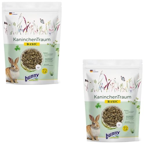 Bunny KaninchenTraum Basic | Doppelpack | 2 x 600 g | Alleinfuttermittel für Zwergkaninchen ab dem 6. Lebensmonat | Mit 42 Verschiedene Pflanzen von unbehandelten Wiesen
