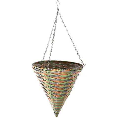 Gardener Select 12" Plastic Cone Hanging Basket, Grey/Orange/Green Cover