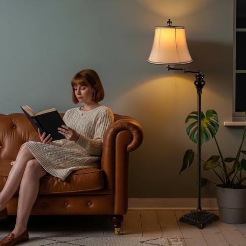 PARTPHONER Vintage Floor Lamps for Living Room,Traditional 350Β° Adjustable Swing Arm Farmhouse Floor Lamp for Bedroom, Rustic Standing Lamp Pole Lamps for Reading, Home DΓ©cor and Office, Brown PARTPHONER Vintage Floor Lamps for Living Room,Traditional 350Β° Adjustable Swing Arm Farmhouse Floor Lamp for Bedroom, Rustic Standing Lamp Pole Lamps for Reading, Home DΓ©cor and Office, Brown