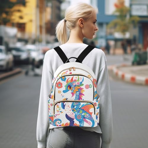 Image of ALAZA Cute Dragon Cartoon Small Backpack Purse for Women Travel Bag Fashion Daypack Back Pack Shoulder Bag
