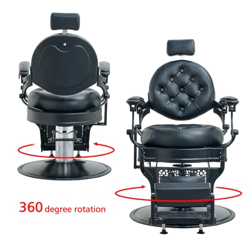 Antlu Barber Chair Salon Chair Hair Stylist, Vintage Heavy Duty 700lbs Hair Styling Chairs for Tattoo Barbershop Beauty Massage Tattoo (Black) - Thumbnail 4