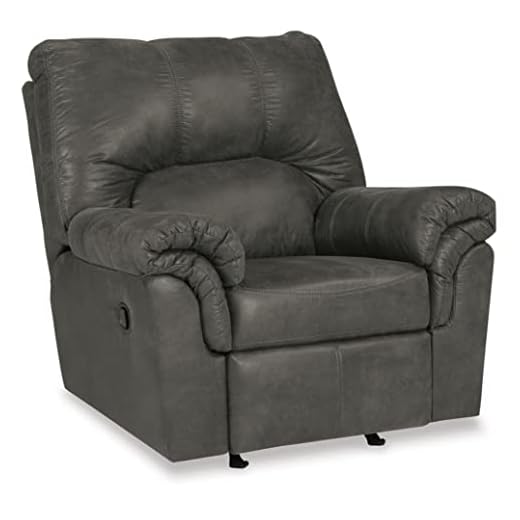 Signature Design by Ashley Bladen Faux Leather Manual Rocker Recliner, Gray
