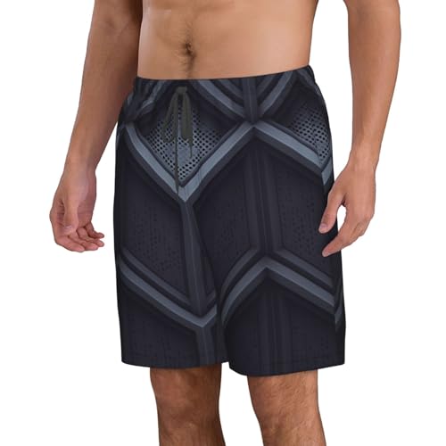 Dark Grid Space Men's Beach Pants-Quick-Dry & Comfortable Mens Beach Shorts for Men, Perfect for Surfing and Everyday Wear White2