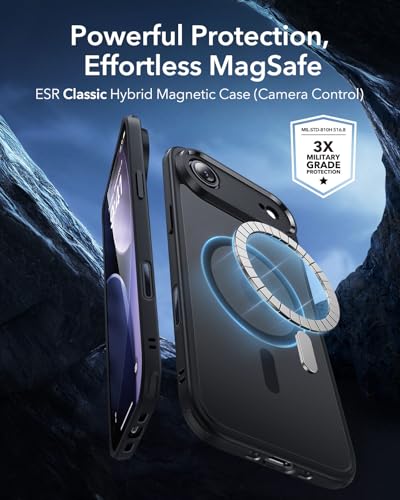 Image of ESR for iPhone Air Case, Camera Control Cover, Compatible with MagSafe Accessories, TPU for iPhone 17 Air Case, Military-Grade Protection, Shock-Absorbing Corners, Hybrid Series, Frosted Black