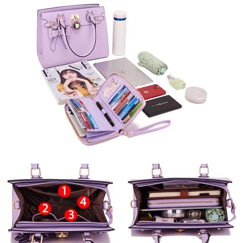 Image of Qiyuer Cute Purses Wallet Set For Women Handbags Satchel Tote Shoulder Bag | Affordable Luxury, Ideal Gift, Large Clutch Wallet, 2PCS, Sturdy Structured, Stylish, PU, Practical & Roomy for Daily & Work