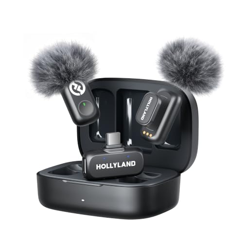 Hollyland LARK A1 Wireless Mini Microphone for iPhone15/16 & Android Pure Sound Noise Cancelling Magnetic Microphone for YouTube TikTok Podcast Vlogging for USB-C(2TX+1RX+Charging Case)