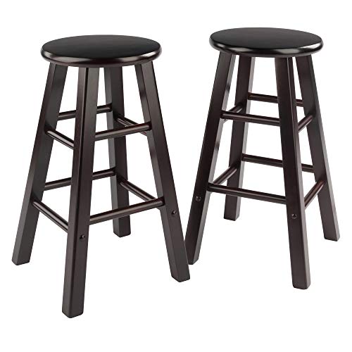 Image of Winsome Element 2-Piece Counter Stool Set, Classic Backless Bar Chairs for Kitchen & Dining Room Seating, Timeless Essential Furniture for Home, Dorm, Apartments