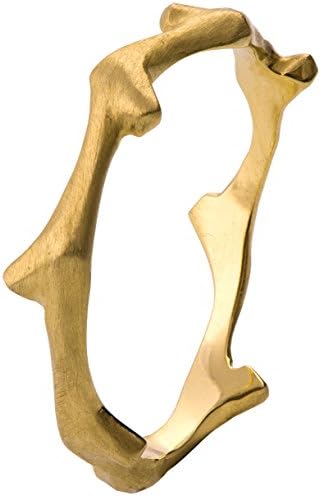 Solid 18K Yellow Gold Twig Textured Wedding Band Set His and Hers Wood Bark Ring 2mm Wide