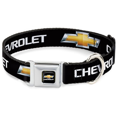 Buckle-Down Chevy Bowtie Dog Collar 1" Medium Black/Gold
