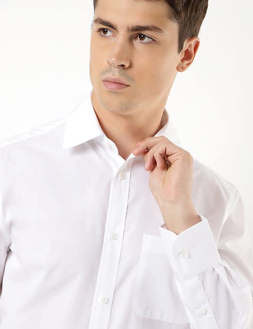 Image of Marks & Spencer Pack of 2 Poly Mix Spread Collar Shirt