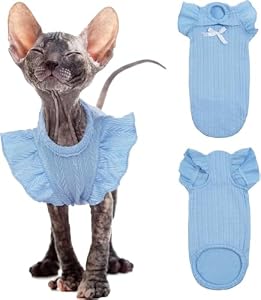 DENTRUN Sphynx Katzenpullover mit Volantärmeln