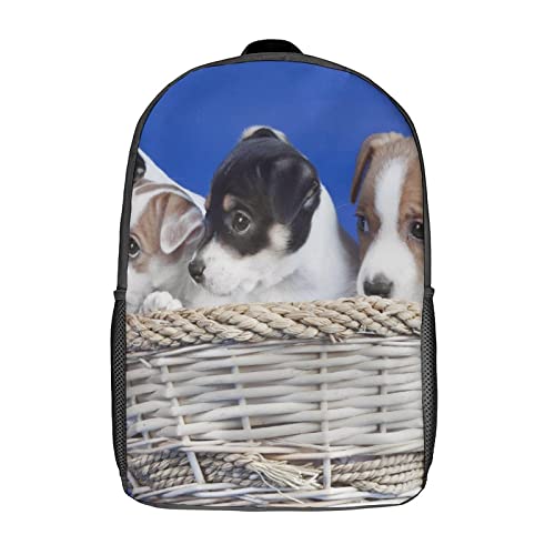 Sac à dos léger Chien 17" avec bretelles rembourrées et impression 3D haute définition