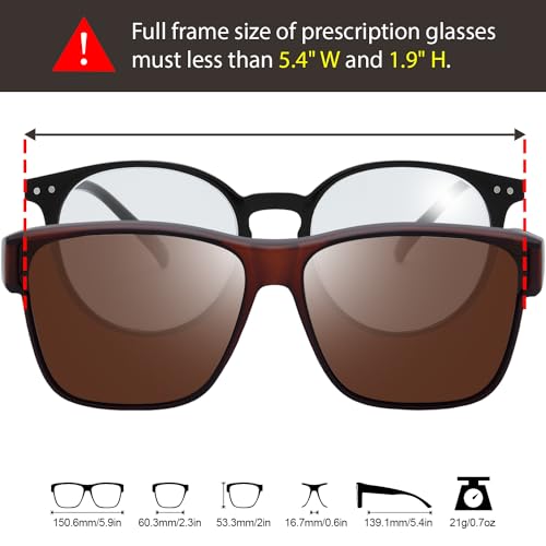 The Fresh High Definition Polarized Wrap Around Shield Sunglasses for Glasses - Leather Eyeglasses Case - FR1F5611P2