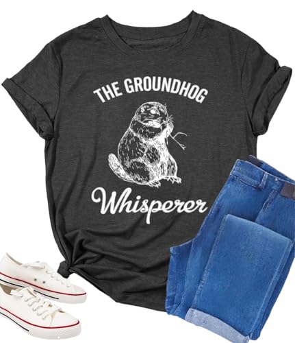 Groundhog Day Shirt Women Shadow Tshirt Cute Groundhog Graphic Tee Funny Hipster Ground Hog Gift Short Sleeve Tops