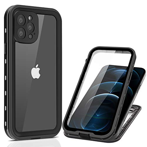 Mangix Compatible with iPhone 12 Pro Case,Waterproof with Built-in Screen Protector Easy to Assemble Disassemble Clear Back Cover Rugged Bumper Wrist Strap Case for Apple iPhone 12 Pro 6.1