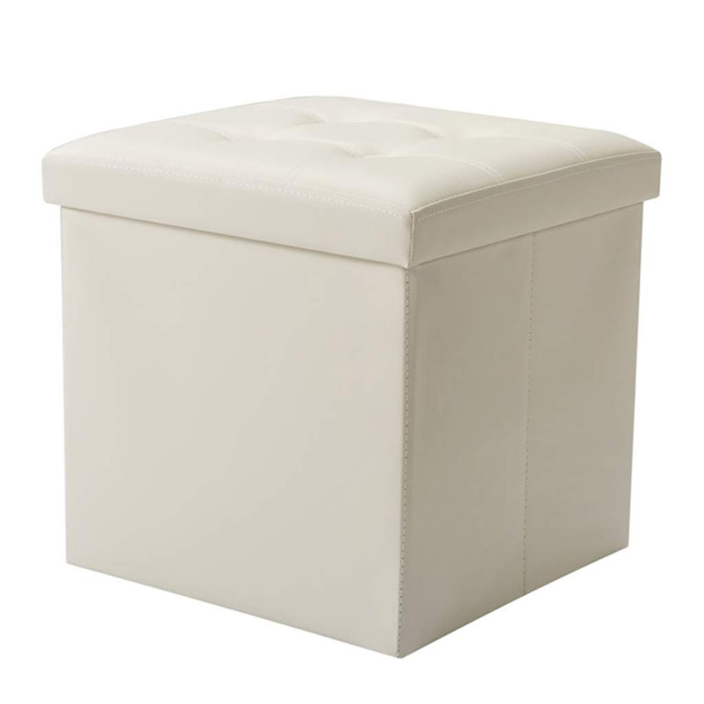 Tabouret à chaussures pliant simili cuir repose-pieds boîte blanche