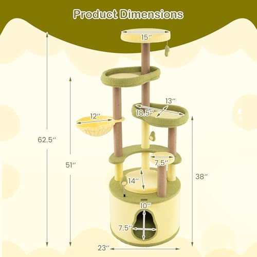 Torre para Gatos Temática Aguacate 62.5 Pulgadas miniatura 3