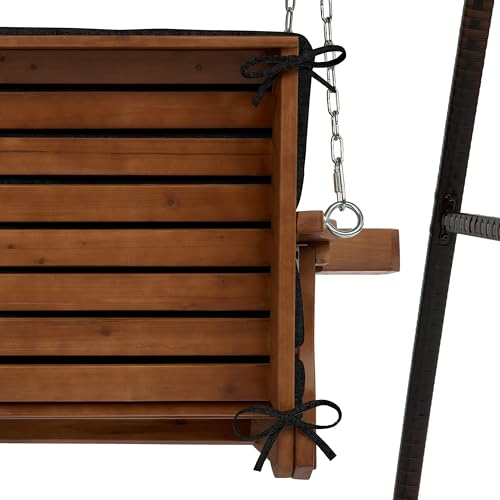 Arden Indoor/Outdoor Swing Cushion Set, 56 x 20, Water Repellent, Fade Resistant, Cushion Set for Swing or Bench Black Leala by Arden Selections - Image 6