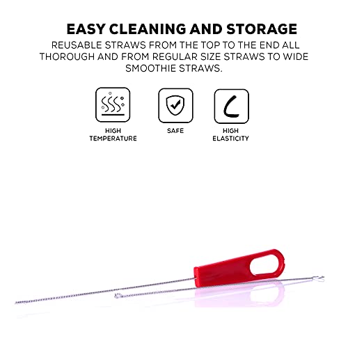 Image of Baybee Baby Straw Cleaning Brush Set Combo Cleaner Set Of 2-Pieces Rotation 360 Degrees - Red (Brush)