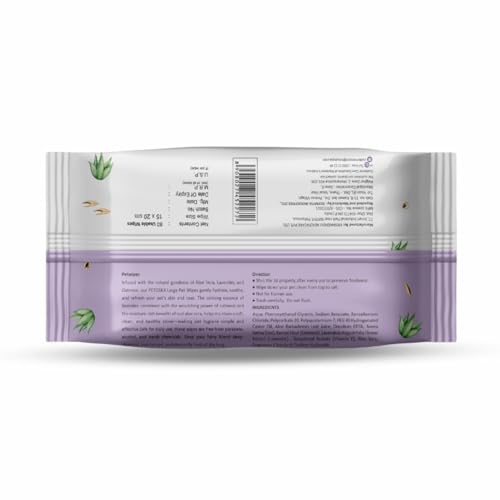 Image of Petoska Pet Wipes Pack of 2 for Dogs, Cats & All Pets - 80 Wipes | pH Balanced, Alcohol-Free, Gentle on Sensitive Skin | Enriched with Aloe Vera, Oatmeal & Lavender | Antimicrobial, No-Rinse Formula