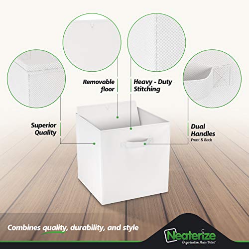 Neaterize Cube Storage Baskets For Organizing - 13X13 Inch - Set Of 8 Heavy-Duty Storage Cubes For Storage And Organization. Perfect Bins For Cubby Storage Boxes Or Cube Storage Organizer (White) #TOP3