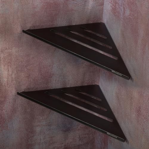 Womamny Black Bathroom Corner Shelves, 2 pcs Shower Caddy Corner Shower Shelf Wall Mounted, Thickened Stainless Steel Shower Corner Shelves for Bathroom Kitchen Corner