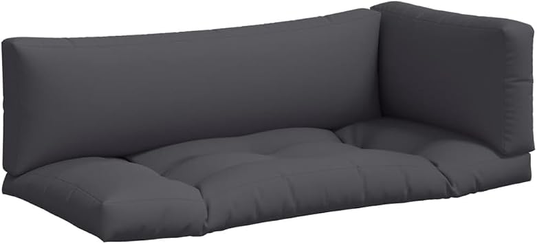 vidaXL Chair Cushion 3 Pcs, Water Repellent Outdoor Pallet Cushion, Seat Cushion Sofa Pad for Garden Patio Furniture, Chair Pad, Gray Fabric