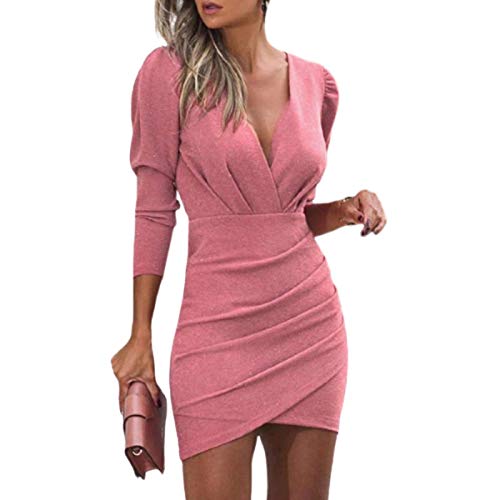 Dresses for Women Elegant Bodycon Pencil Long Sleeve Split Glitter Evening Dress for Party Wedding Vintage Fall Pink Dresses for Women Elegant Bodycon Pencil Long Sleeve Split Glitter Evening Dress for Party Wedding Vintage Fall Pink
