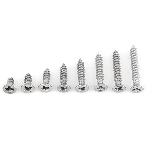 200 tornillos autorroscantes de acero inoxidable cabeza plana miniatura 6