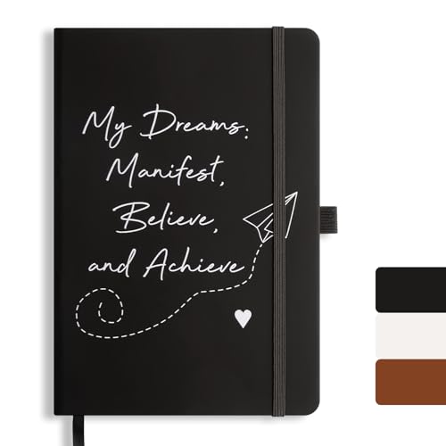 AeroBliss Cuadernos de diario, diario rayado A5 para hombres y mujeres, cuaderno de tapa dura de piel sintética para escribir, negocios, trabajo, escuela, 14,5 x 21,6 cm, color negro