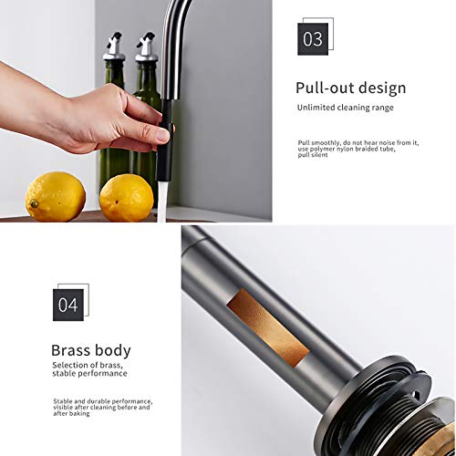Mitigeur d'évier de cuisine en laiton massif avec design à arc élevé premium