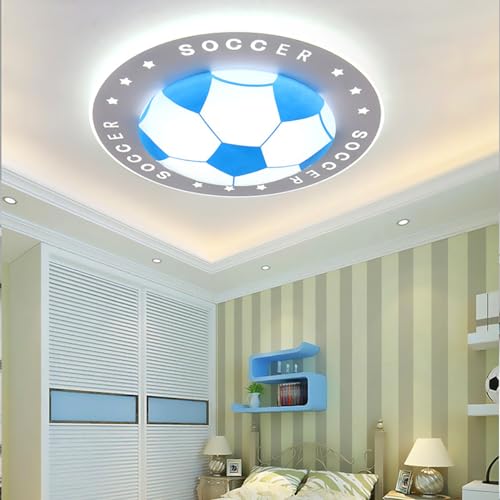 MIXL- Cute Soccer Ceiling Light,Blue Flush Mount Ceiling Light,Boy's Room Light Fixture,Decorative Ceiling Lamp for Study Room and Bedroom(Medium)