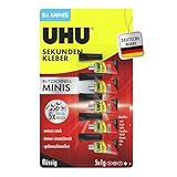 UHU Sekundenkleber extra stark | 5x1g Kleber Tuben für präzises Kleben | Sekundenkleber flüssig...