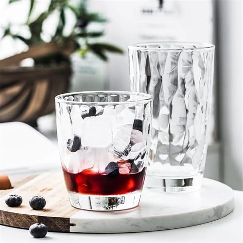 LJHFG63KUYT Szklane szklanki do picia kolorowe diamenty, żaroodporne szklanki typu highball, kubki na wodę, mleko, sok, piwo, koktajle i wino do soków (fioletowy, duży)