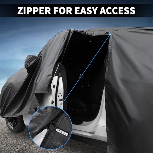 Image of X AUTOHAUX Car Cover Outdoor Waterproof Sun Rain Snow Hail Protection with Left Side Door Zipper Aluminum Film for Ford Transit
