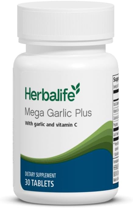 Mega Garlic Plus Dietary Supplement, 30 Tablets, with Garlic and Vitamin C