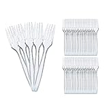 100 Stück Plastik Besteck, Plastikgabel, Plastikbesteck Mehrweg, Plastik Gabeln, Gabeln Plastik, Ideal für Geburtstagsfeiern, Buffets, Picknicks, Barbecues, Hochzeiten, Camping