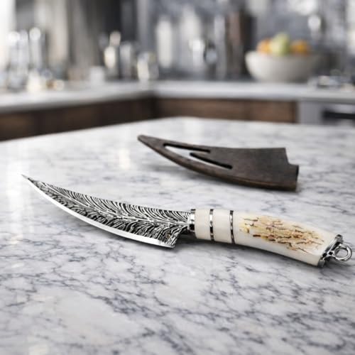 Image of Wizbiz Stainless Steel Boning Knife for Kitchen with Sheath - Curved Blade for Meat Trimming & Fish Fillet - Ergonomic Handle Utility Knife