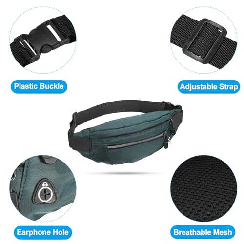 PATIKIL Fanny Pack, Adjustable Belt Bag for Men and Women Waterproof Crossbody Waist Bag for Traveling Hiking Running Green - Image 3