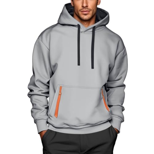 symoid Mens Hoodies Crewneck Solid Color Drawstring Hooded Sweatshirts with Pocket Long Sleeve Oversized Trendy Fall Clothes