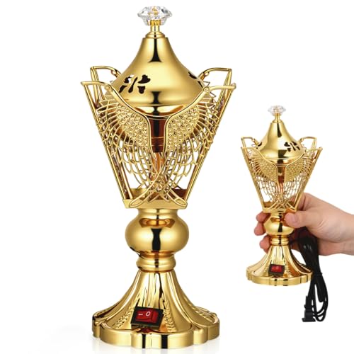 Cabilock Bakhoor Incense Burner Metal Electric Charcoal Incense Holder Decorative Oud Frankincense Resin Burner Office Home Decor for Yoga Spa Meditation
