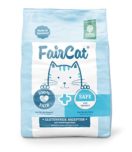 Green Petfood Faircat Safe (5 x 300 g) | ADULT | glutenfreies Katzenfutter mit nachhaltigem Insektenprotein | mit wertvollen Antioxidantien | Life-Protect Wirkstoffpaket mit Inulin & Taurin | 5er Pack