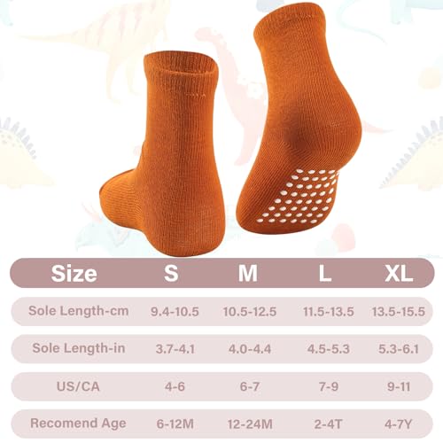 Image of JAKIDAR 12 Pack Baby Socks Cotton Crew Toddler Socks Grips Non Slip Bottom Kids Socks