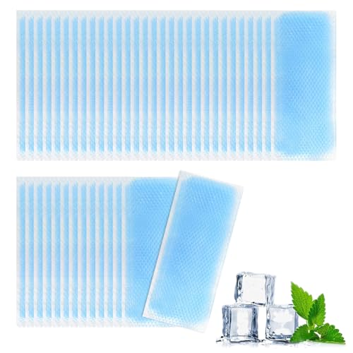 50 Piezas Bolsa Gel Frio, Parches de Refrigeración de Fiebre, Gel Parches Antigolpes de Calor Frío, Tiritas de Enfriamiento de Fiebre, Refresca en Verano, Alivia la Fatiga, Reductor de Fiebre