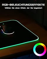 EASEMO RGB Gaming Mauspad XXL (800 x 300 x 4 mm), wasserdichte Schreibtischunterlage mit 10 LED-Lichteffekten, rutschfeste Gummibasis, Großes Mouse Pad für PC, Laptop, Tastatur und Büro – Ansicht 2